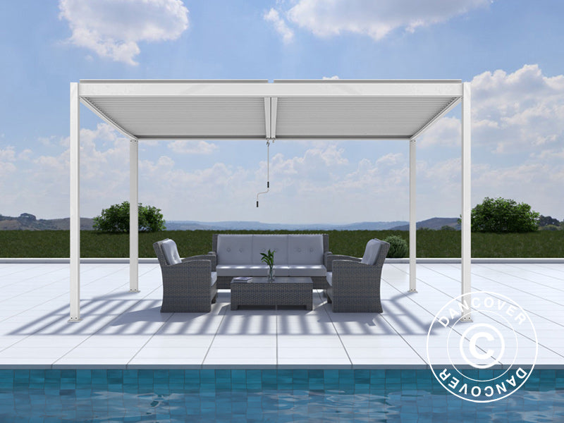 Bioklimatisk pergola pavillon San Pablo Alu+, 4x4m, Hvid