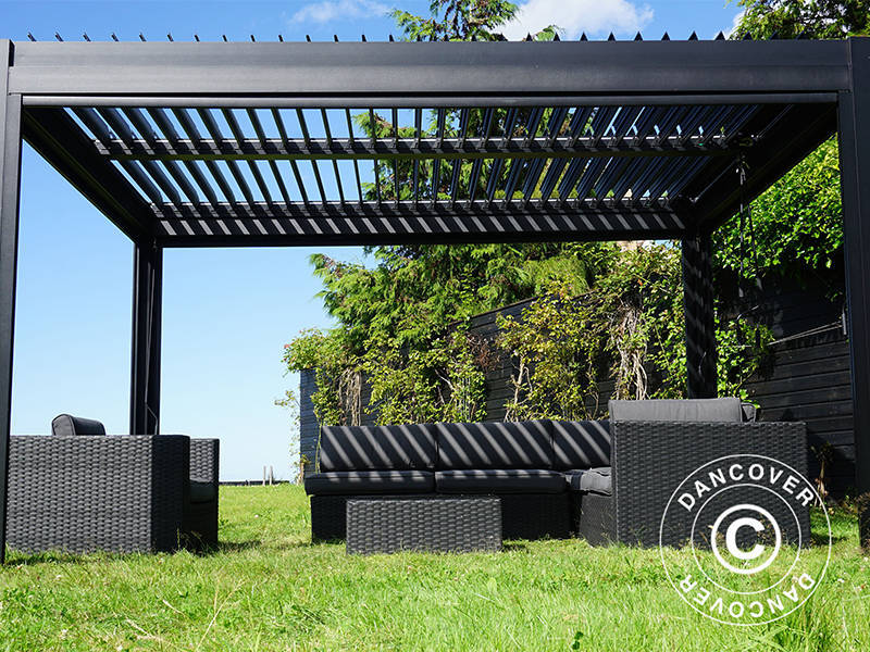 Bioklimatisk pergola pavillon San Pablo Alu+, 3x3m, Sort