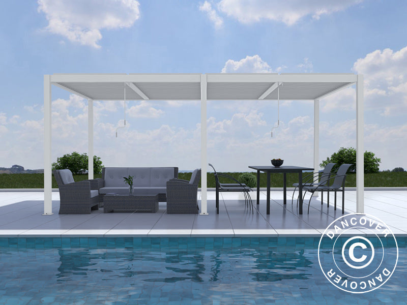 Bioklimatisk pergola pavillon San Pablo Alu+, 3x5,8m, Hvid
