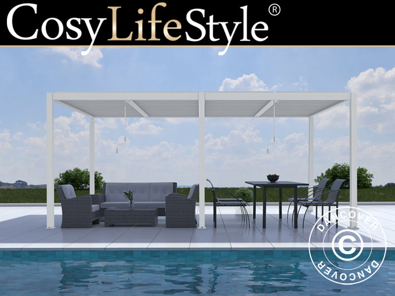 Bioklimatisk pergola pavillon San Pablo Alu+, 3x5,8m, Hvid