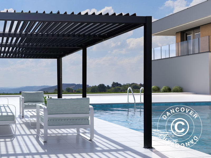 Bioklimatisk pergola pavillon San Pablo Alu+, 4x5,8m, Sort