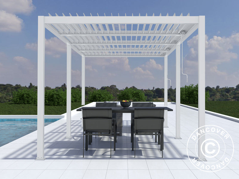 Bioklimatisk pergola pavillon San Pablo Alu+, 4x5,8m, Hvid