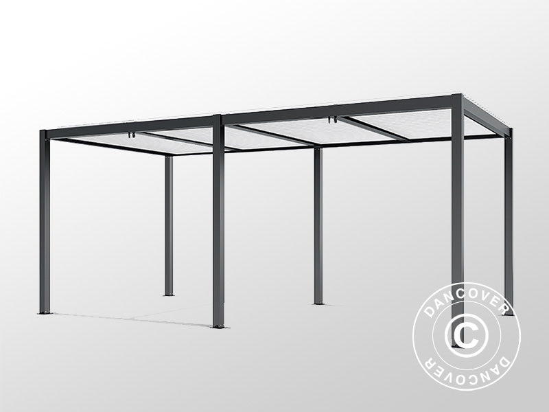 Bioklimatisk pergola pavillon San Pablo Alu+, 4x5,8m, Sort/Hvid