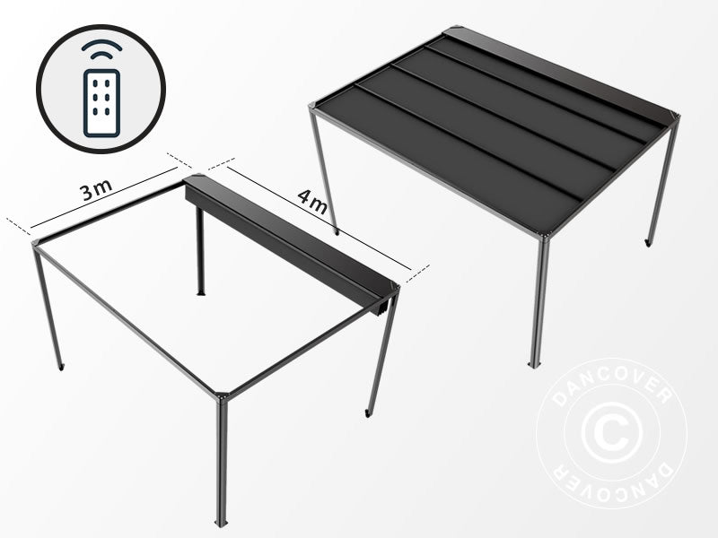 Pergola pavillon San Fernando, 4x3m, Sort/Mørkegrå