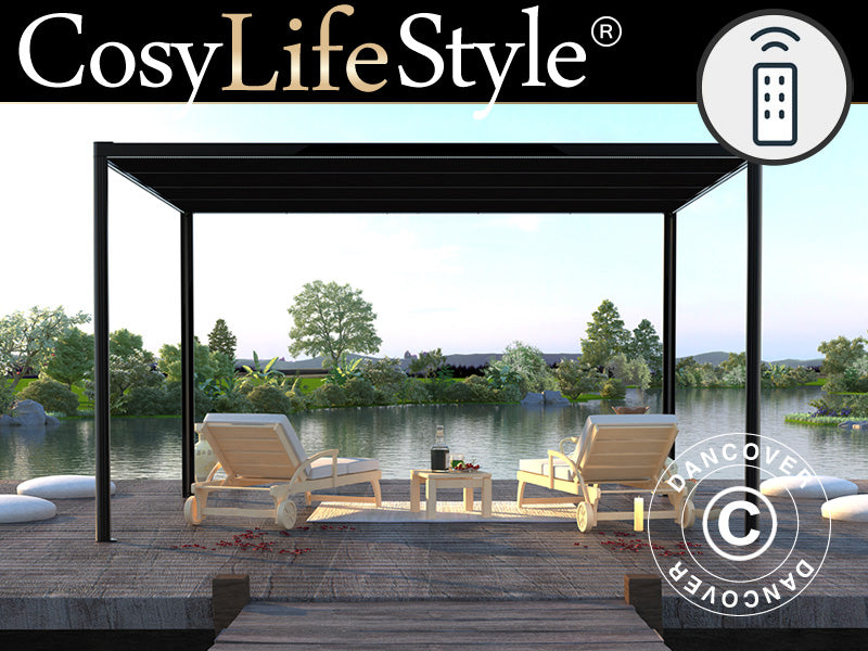 Pergola pavillon San Fernando, 4x3m, Sort/Mørkegrå