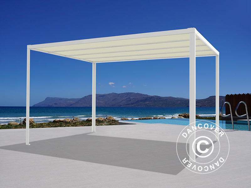 Pergola pavillon San Fernando, 4x3m, Hvid/Beige