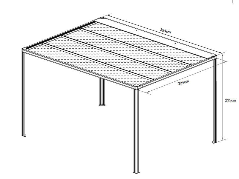 Pergola pavillon San Fernando, 4x3m, Hvid/Beige