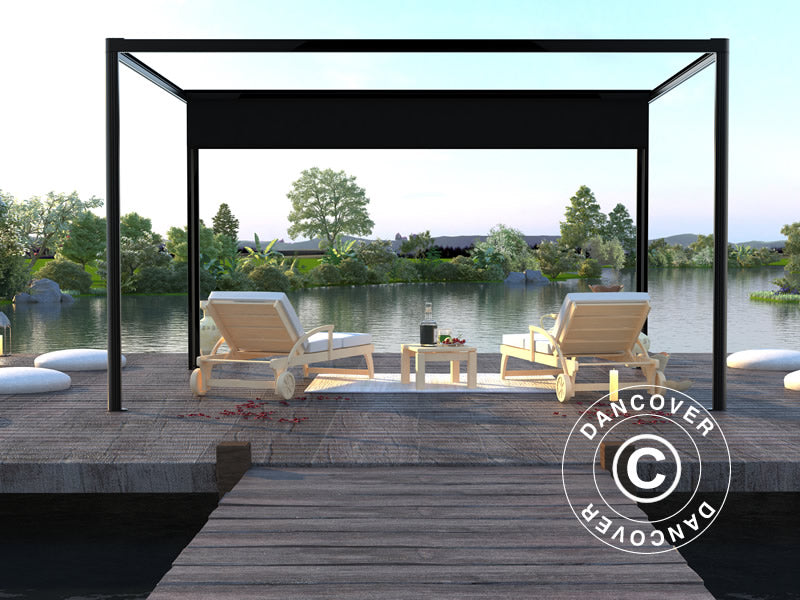 Pergola pavillon San Fernando, 3x3m, Sort/Mørkegrå