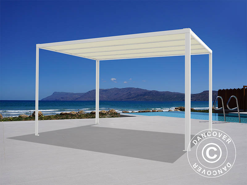 Pergola pavillon San Fernando, 4x4m, Hvid/Beige