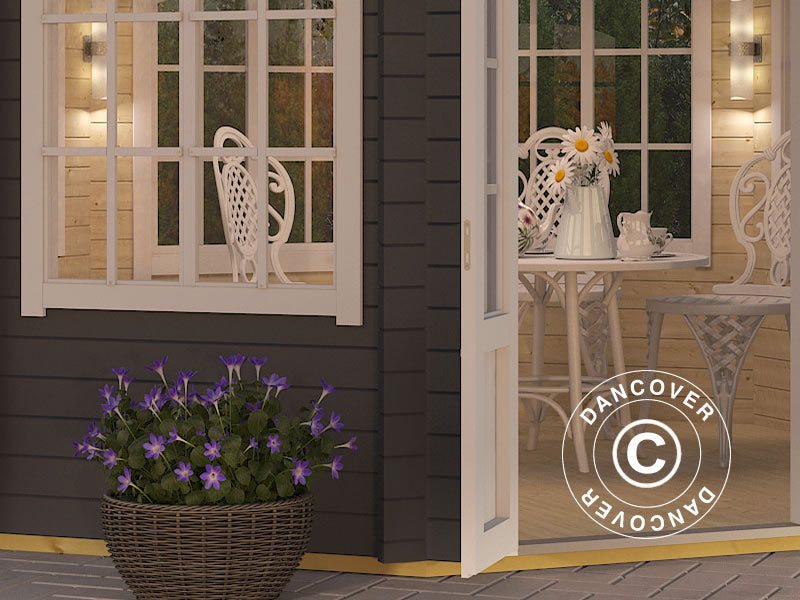 Havepavillon i træ Lorraine, ottekantet 3,47x3,47x3,45m, 44mm, Mørkegrå