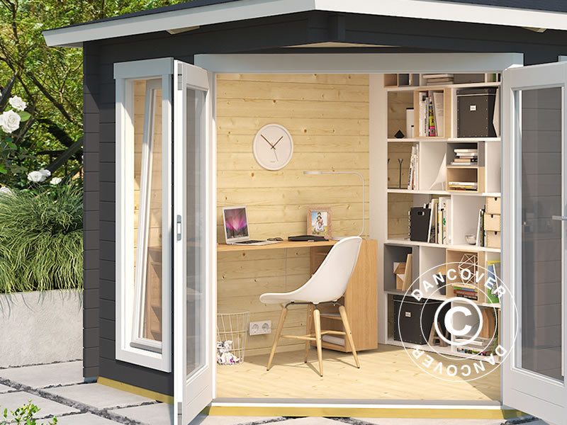 Havepavillon i træ Brittany, 2,4x2,4x2,41m, 40mm, Mørkegrå