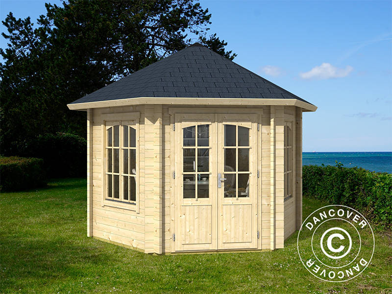 Havepavillon i træ Provence, sekskantet 3,5x3,03x3,18m, 44mm, Natur