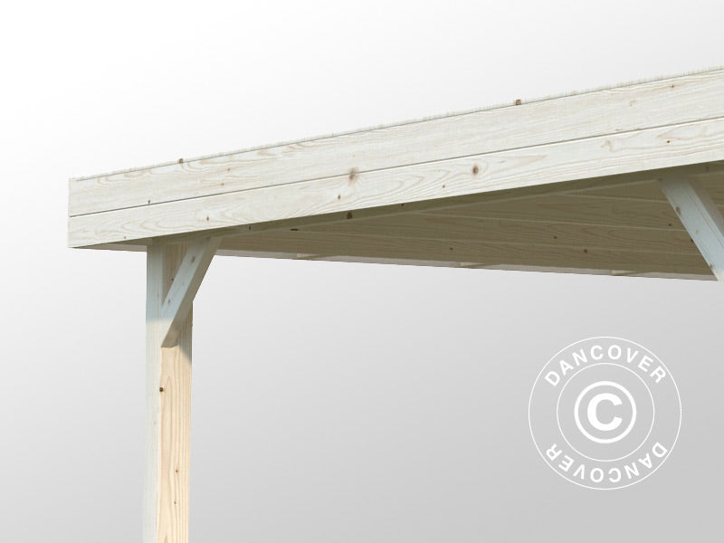 Havepavillon i træ, 3,49x3,49x2,54m, 12,2m², Natur