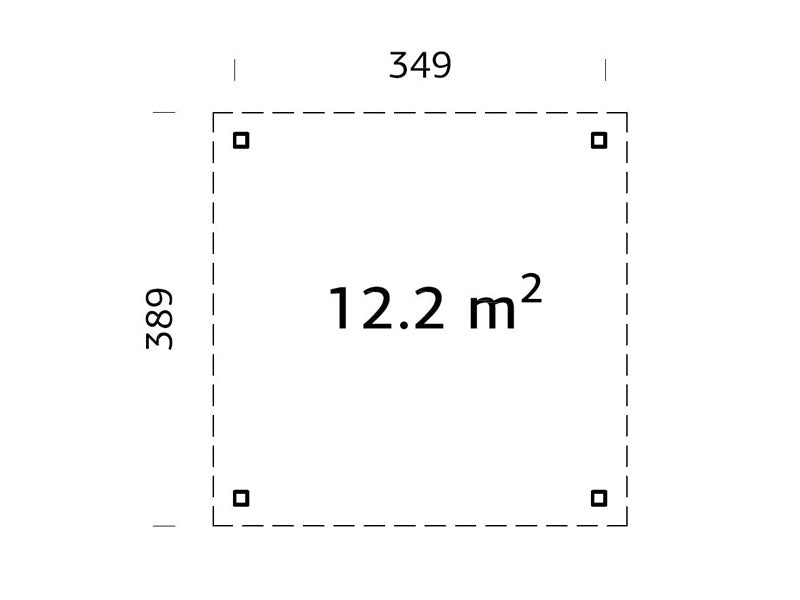 Havepavillon i træ, 3,49x3,49x2,54m, 12,2m², Natur