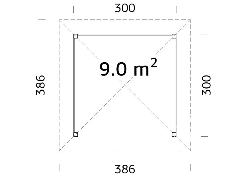 Havepavillon i træ, 3x3x3,23m, 9m², Natur
