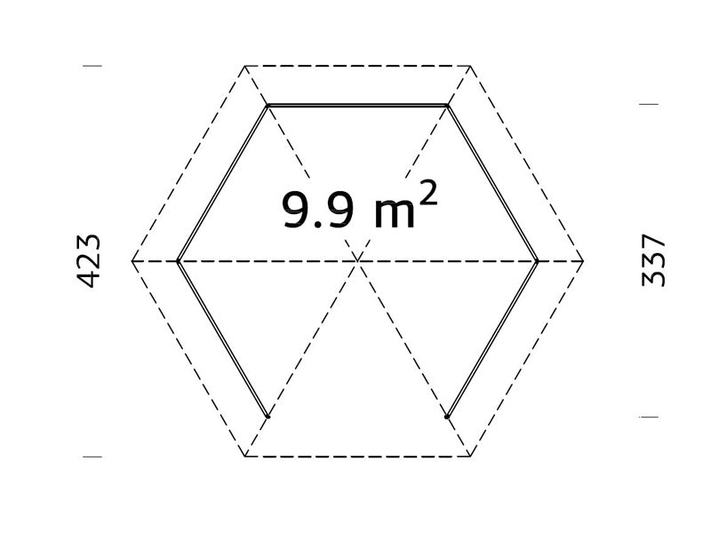 Havepavillon i træ m/trægulv, 3,37x3,37x3,13m, 9,9m², Natur