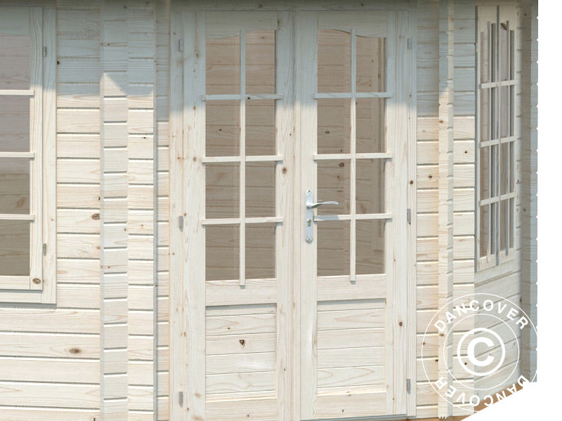 Havepavillon i træ m/trægulv, 4,21x4,21x3,71m, 14,1m², Natur