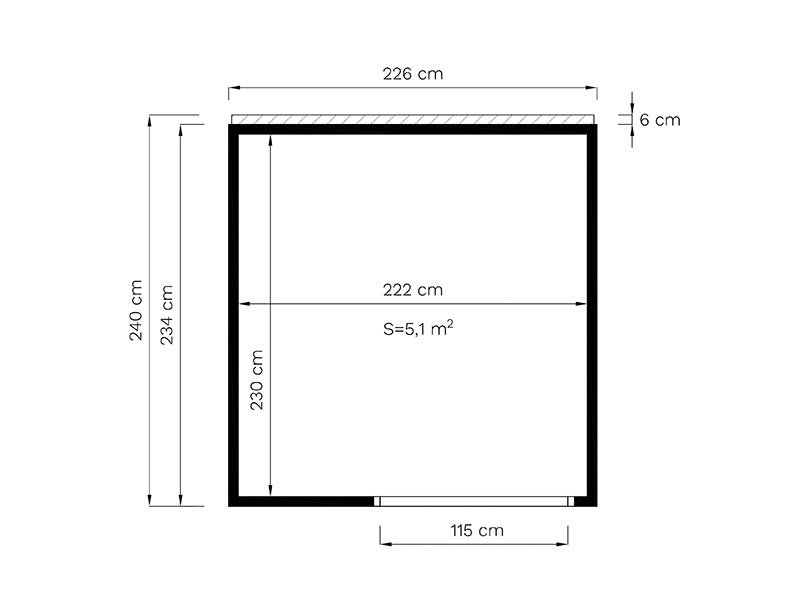 Havepavillon i træ, Bertilo Garten Lounge 1, 2,26x2,34x2,32m