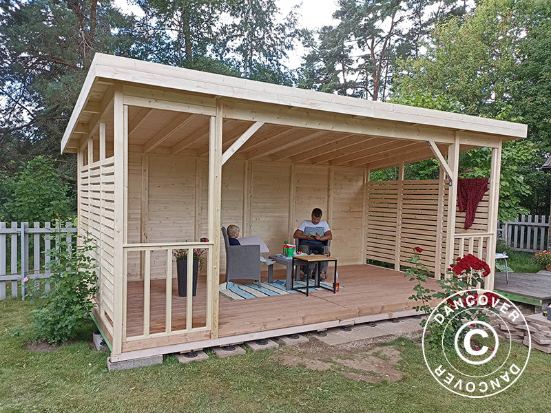 Havepavillon i træ Sion, 5,6x2,84x2,64m, 15,9m², Natur