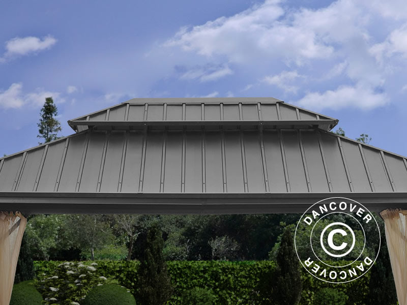 Pavillon San Francisco m/sidevægge og myggenet, 3,65x4,85m, Sort/Natur