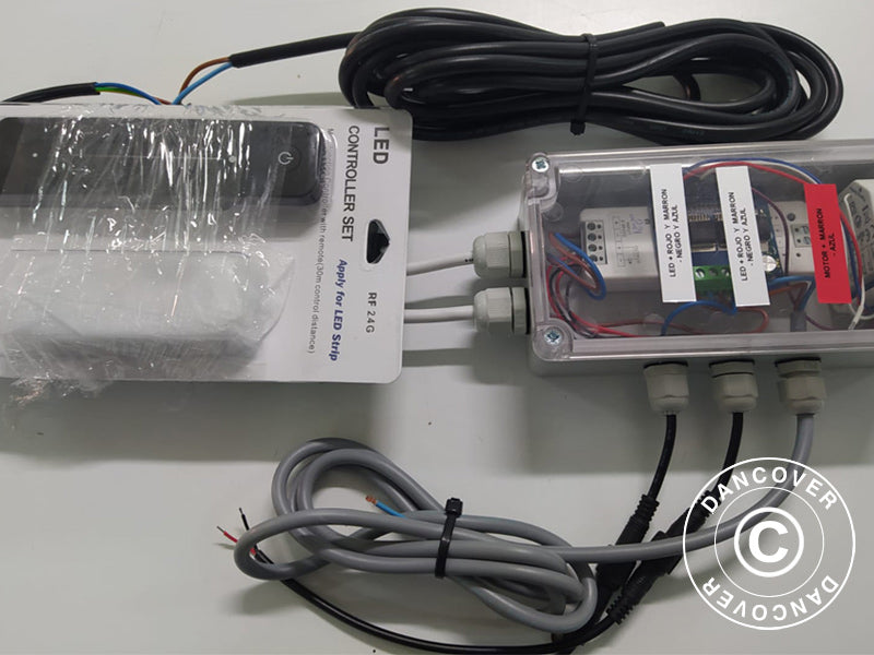 Bioklimatisk pergola pavillon Génova m/LED-lys, 4x4m, Antracit/Hvid