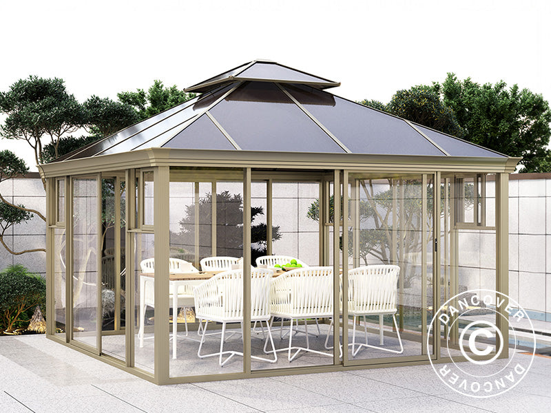 Pavillon polycarbonat Santa Ana, 4x4m, Messing