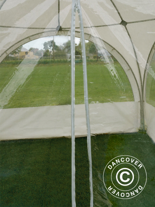 Partytelt Multipavillon sidevæg med vindue og lynlås, 3x1,95m Hvid