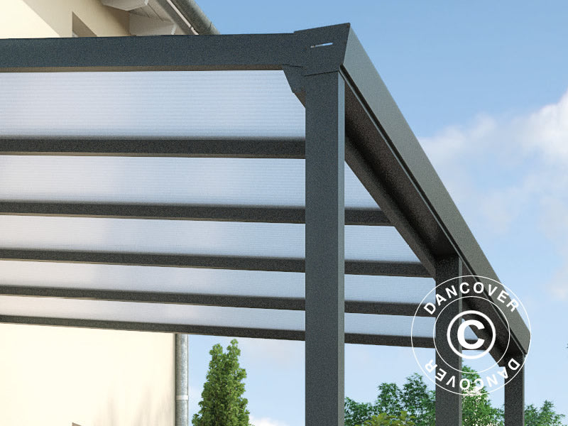 Terrasseoverdækning Easy m/polycarbonattag, 3x4m, Antracit