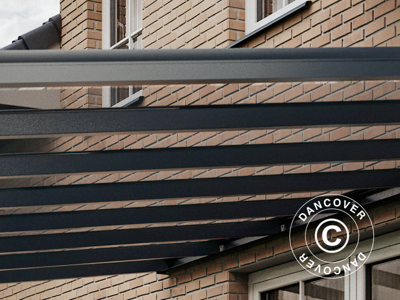 Terrasseoverdækning Easy m/glastag, 3x6m, Antracit