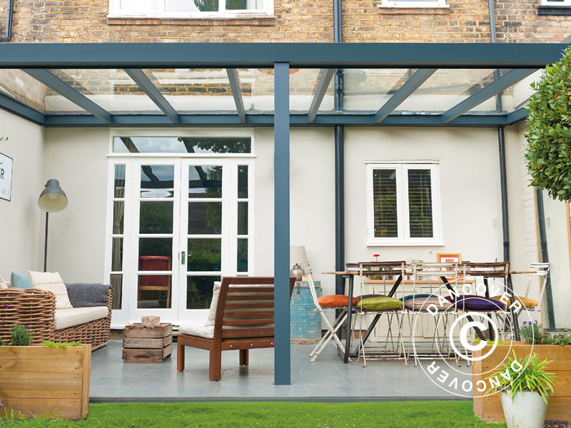 Terrasseoverdækning Legend m/Glastag, 4x4m, Antracit