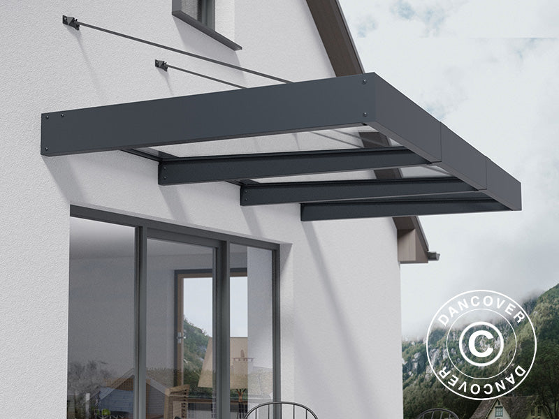 Baldakin Sophia XL 3000, Palram/Canopia, 1,40x2,86x0,17m, Mørkegrå/transparent