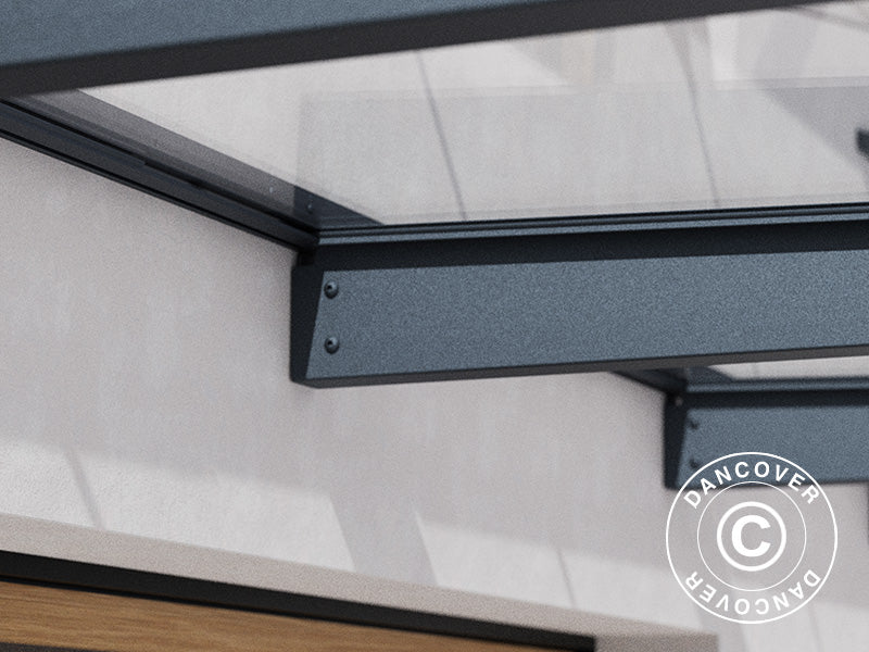 Baldakin Sophia XL 3000, Palram/Canopia, 1,40x2,86x0,17m, Mørkegrå/transparent
