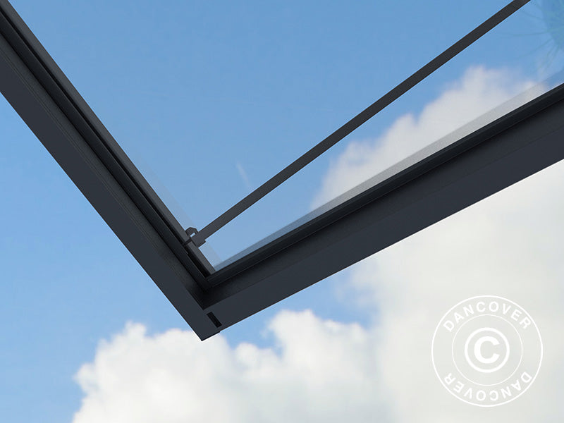 Baldakin Sophia XL 3000, Palram/Canopia, 1,40x2,86x0,17m, Mørkegrå/transparent