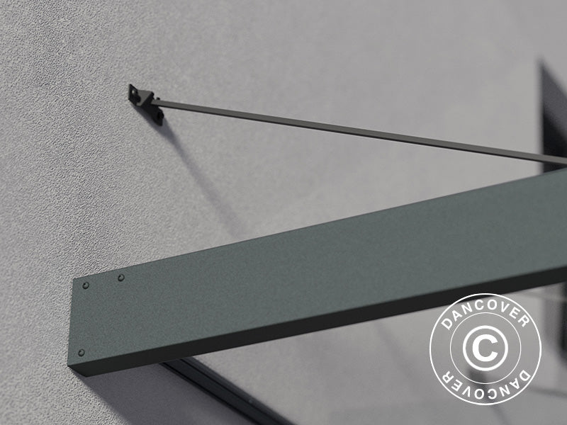Baldakin Sophia XL 3000, Palram/Canopia, 1,40x2,86x0,17m, Mørkegrå/transparent