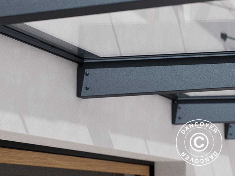 Baldakin Sophia XL 4000, Palram/Canopia, 1,40x3,79x0,17m, Mørkegrå/transparent