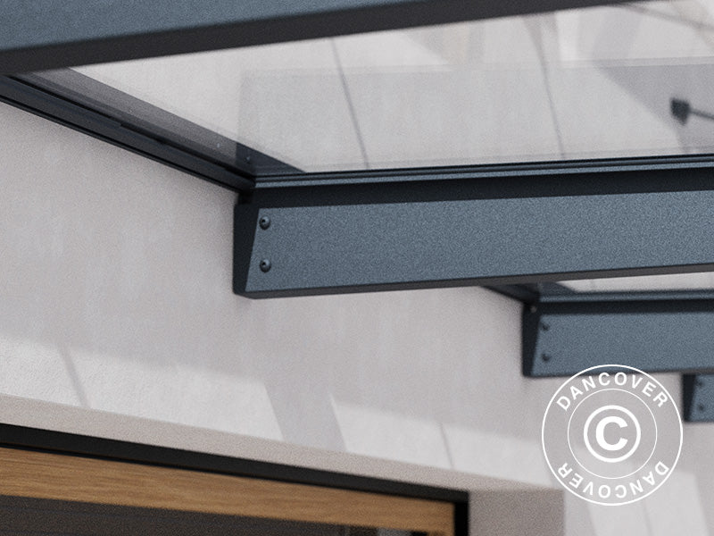 Baldakin Sophia XL 5000, Palram/Canopia, 1,40x4,71x0,17m, Mørkegrå/transparent