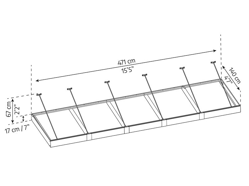 Baldakin Sophia XL 5000, Palram/Canopia, 1,40x4,71x0,17m, Mørkegrå/transparent