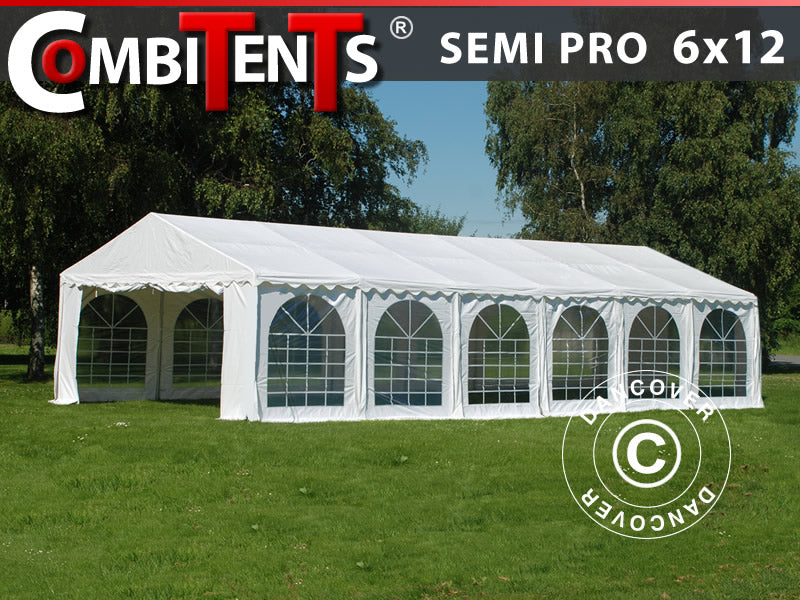 Partytelt, SEMI PRO Plus CombiTents® 900 6x12m, 4-i-1, Hvid