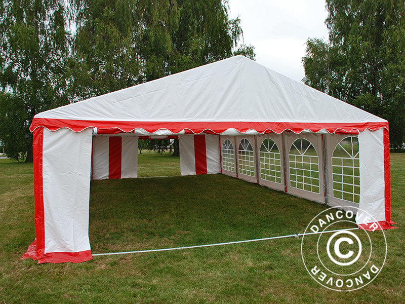 Partytelt Exclusive 6x10m PVC, Rød/Hvid