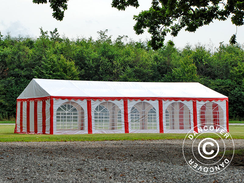 Partytelt Exclusive 6x10m PVC, Rød/Hvid