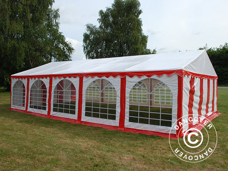 Partytelt Exclusive 6x10m PVC, Rød/Hvid