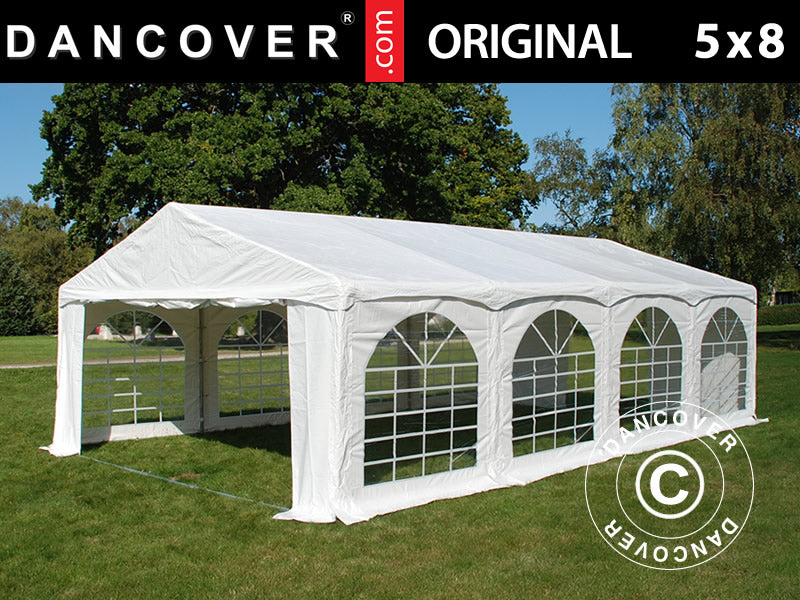 Partytelt Original 5x8m PVC 900, "Arched", Hvid