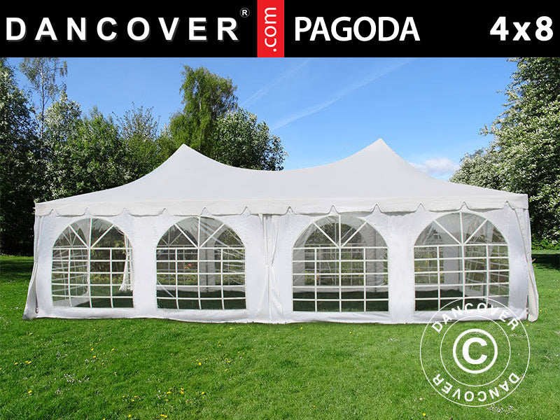 Partytelt Pagoda 4x8m, Hvid