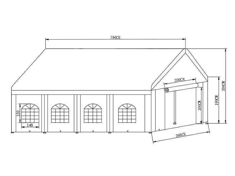 Partytelt Basic 4x8m PE 500, Hvid