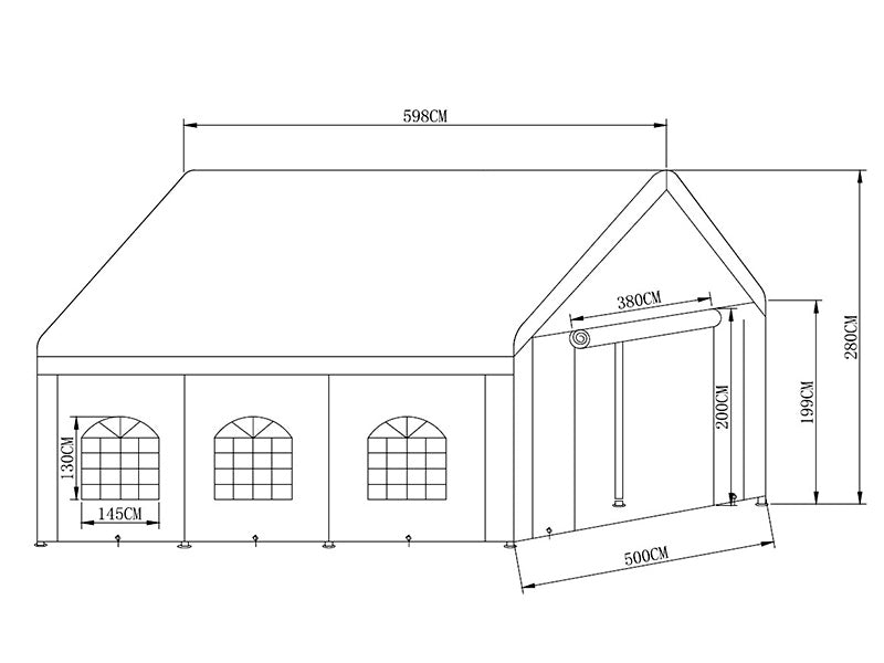 Partytelt Basic 5x6m PE 500, Hvid