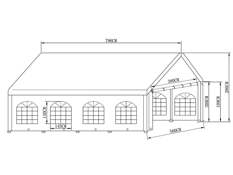 Partytelt Basic 5x8m PE 500, Hvid
