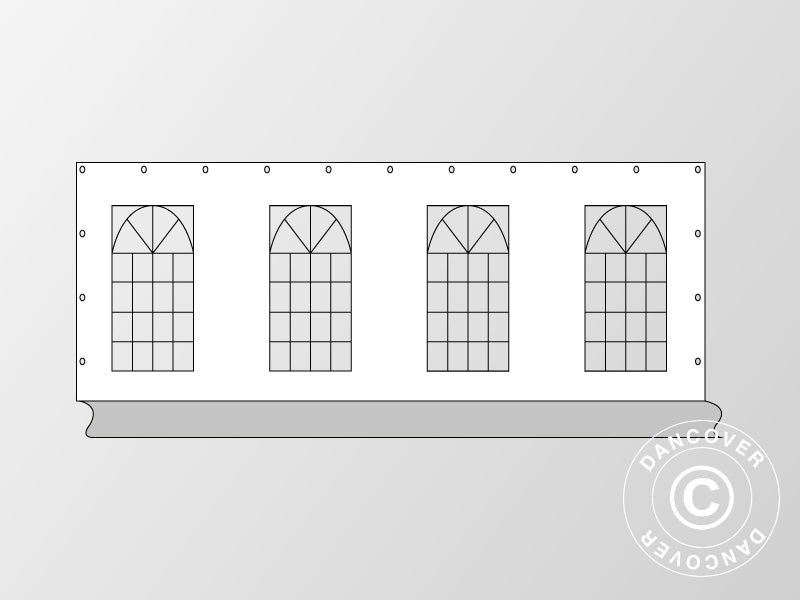 Sidevæg med vindue til partytelt PLUS 8m, Hvid/Grå