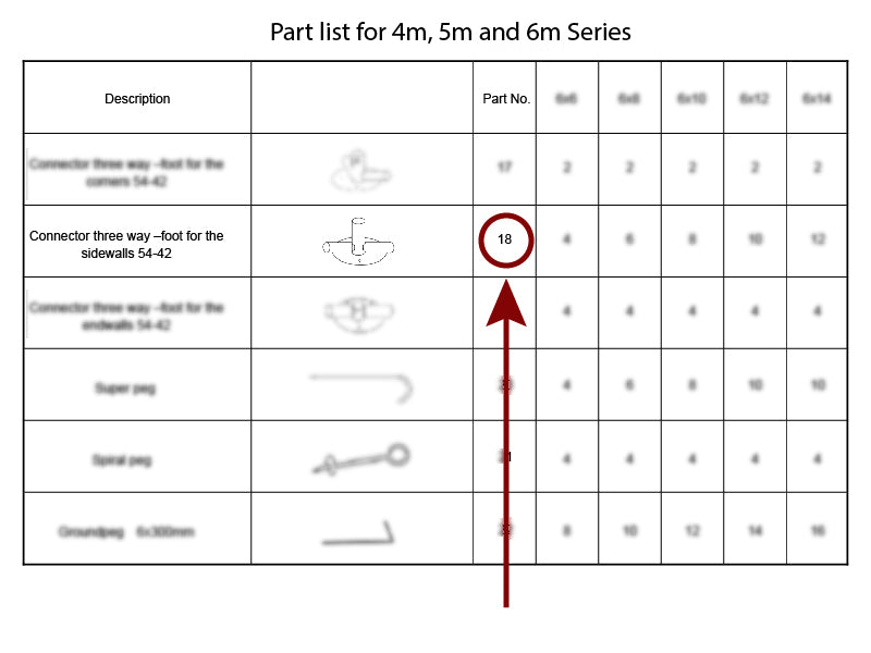 3-vejs samling til bundramme, Ø42+Ø54mm