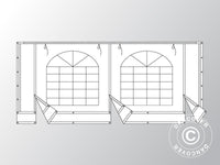 Endevæg m/stort vindue og bred dør, 5m, PVC, Hvid/Grå