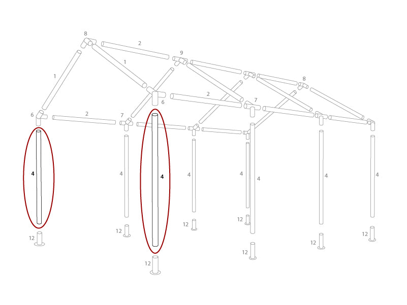 Lodret rør, Ø38mm, 1880mm